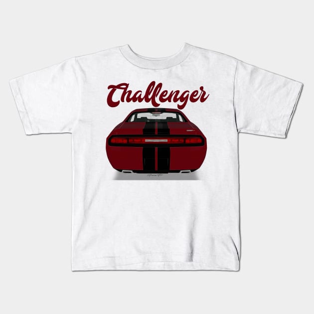 Challenger Srt-8 Bordeux Stripe Back Kids T-Shirt by PjesusArt